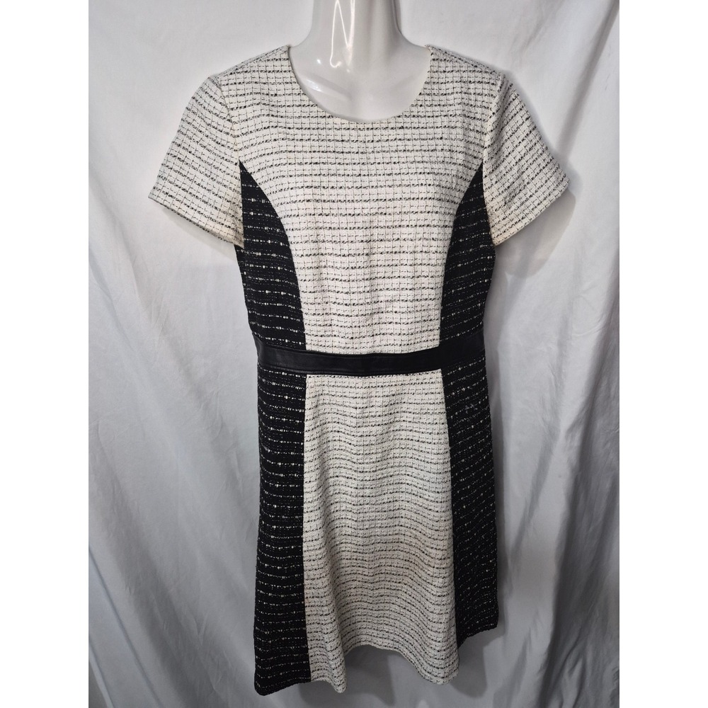 Karl Lagerfeld Paris Tweed Colorblock Sheath Dress Black White Size 8